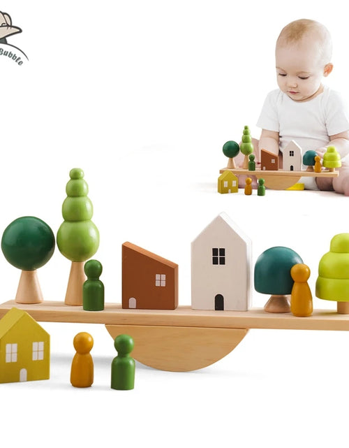 Load image into Gallery viewer, Montessori Sensory Toys Stacking Toys for Baby Forest Houses Replica Wooden Forest Blocks Early Childhood Education Game Gift