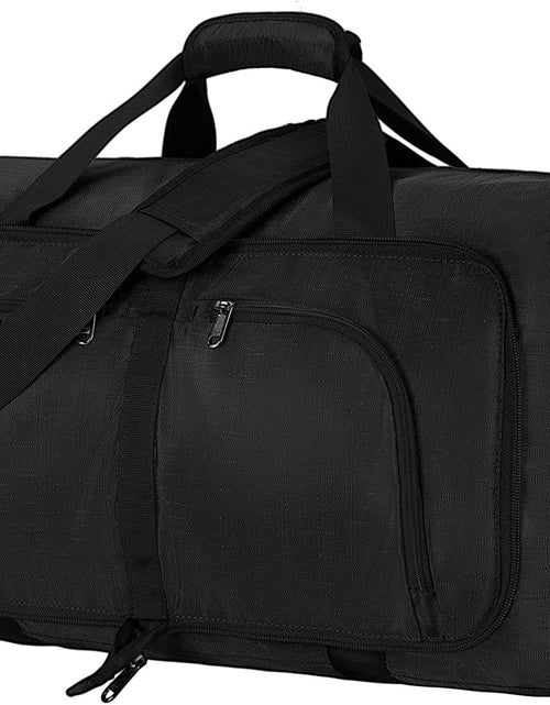 Load image into Gallery viewer, Duffel Bags for Traveling, 65L Carry on Foldable Weekender Overnight Bag for Men Women Waterproof Weekend Travel Duffle Bags with Shoe Compartment,Black