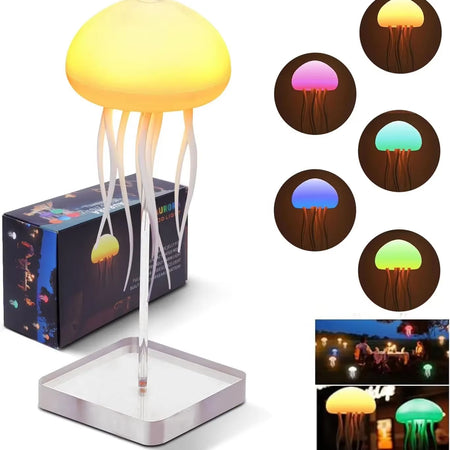 Cute Jellyfish LED Night Light Rechargeable Voice Control Dancing Legs RGB Bedside Lamp Table Lamp Bluetooth Speaker Humidifier