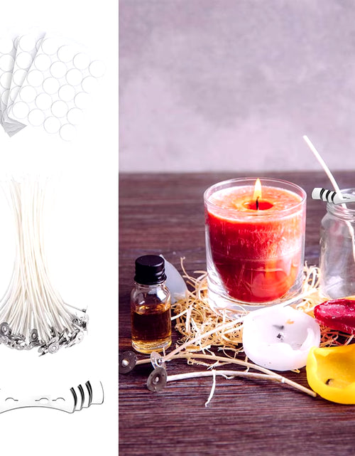 Load image into Gallery viewer, 100PC Candle Wicks of 6IN Candle Wicks Stickers DIY Cotton Candle Making Kit for Candle Making