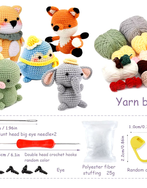 Load image into Gallery viewer, DIY Crochet Animal Kit with Hand Knitting Yarn Needles Plush Doll Easy for Starter Includes Enough Yarn Hook Accessories
