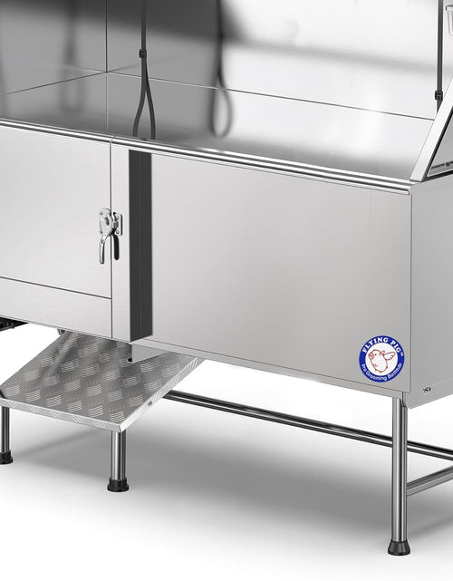 Load image into Gallery viewer, Flying Pig 62" Stainless Steel Pet Dog Grooming Bath Tub with Walk-In Ramp & Accessories (Left Door/Right Drain)