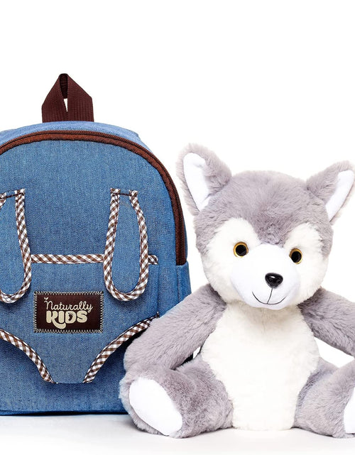Load image into Gallery viewer, Wolf Backpack, Wolf Toys for Girls Boys, Wolf Stuffed Animal, Husky Toy for Kids