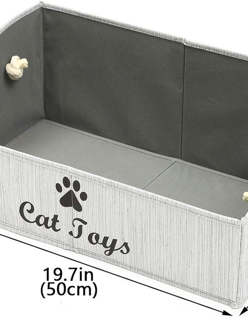 Load image into Gallery viewer, Large Cat Toys Storage Bins - Foldable Fabric Trapezoid Organizer Boxes with Weave Rope Handle, Collapsible Basket for Shelves,Cat Toys,Cat Apparel & Accessories(Gray-Cat)