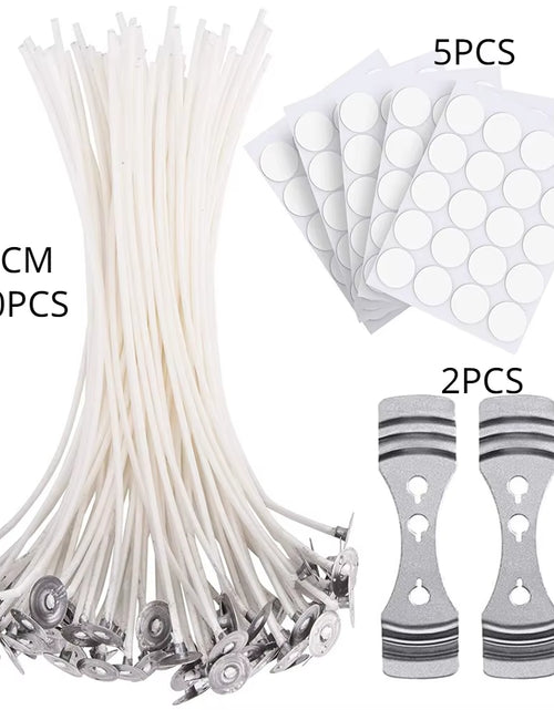 Load image into Gallery viewer, 100PC Candle Wicks of 6IN Candle Wicks Stickers DIY Cotton Candle Making Kit for Candle Making