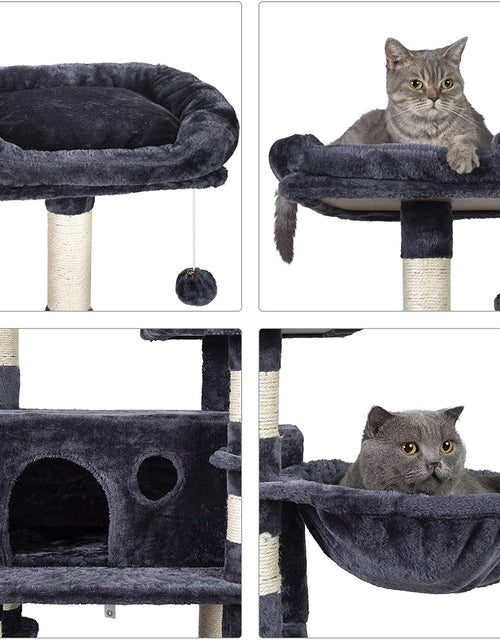 Load image into Gallery viewer, Multi-Level Cat Tree Condo for Large Cats, Cat Tower with Scratching Board, Padded Plush Perch and Cozy Basket Smoky Gray MPJ0025G