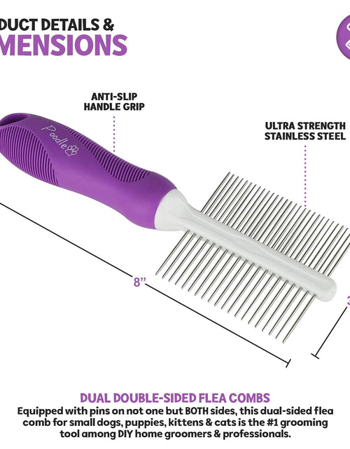 Load image into Gallery viewer, Double-Sided Pet Comb for Grooming & Massaging Dogs, Cats & Other Animals – Fur Detangling Pins & Coat Smoothing Slicker Bristles, Double the Brushing Groom Power in One Tool (Double Sided Comb)