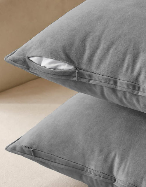 Load image into Gallery viewer, Pack of 2 Decorative Velvet Throw Pillow Cover Soft Pillowcase Solid Square Cushion Case for Sofa Bedroom Car 20X20 Inch 50X50 Cm Grey