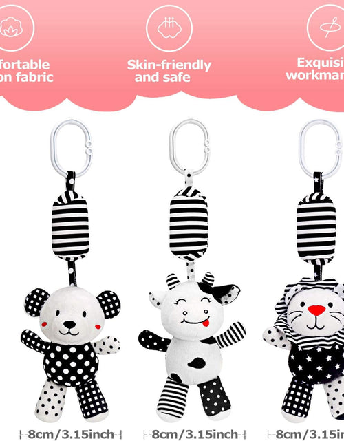 Load image into Gallery viewer, Baby Toy Cartoon Animal Stuffed Hanging Rattle Toys, Baby Bed Crib Car Seat Travel Stroller Soft Plush Toys with Wind Chimes, Best Birthday Gift for Newborn 0-18 Month
