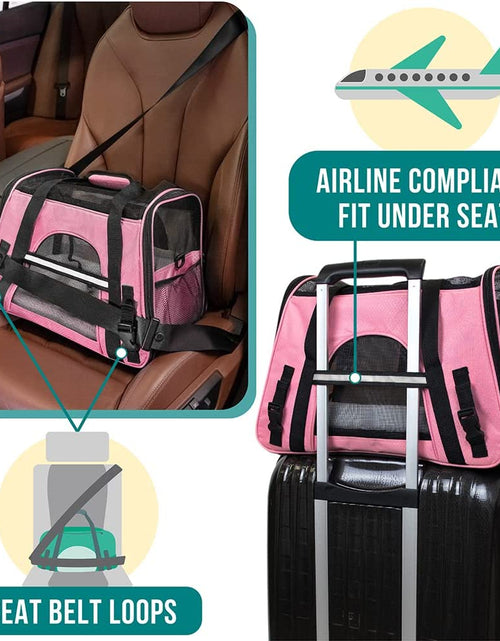 Load image into Gallery viewer, Airline Approved Pet Carrier for Cat, Soft Sided Dog Carrier for Small Dogs, Cat Travel Supplies Accessories for Indoor Cats, Ventilated Pet Carrying Bag Medium Large Kitten Puppy, Large Pink