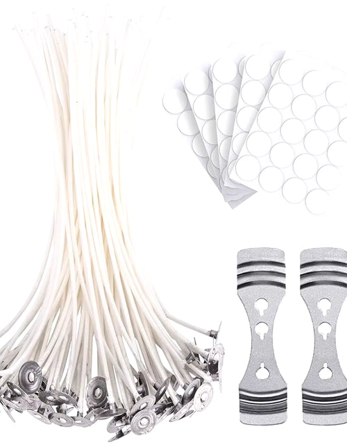 Load image into Gallery viewer, 100PC Candle Wicks of 6IN Candle Wicks Stickers DIY Cotton Candle Making Kit for Candle Making