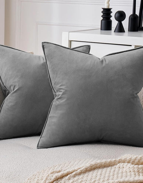Load image into Gallery viewer, Pack of 2 Decorative Velvet Throw Pillow Cover Soft Pillowcase Solid Square Cushion Case for Sofa Bedroom Car 20X20 Inch 50X50 Cm Grey
