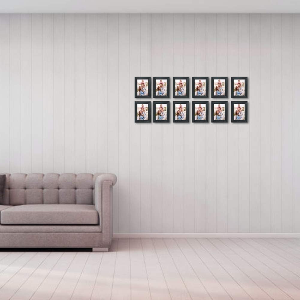 12 Pack 3.5X5 Black Picture Frame Bulk Set for Desktop Display or Wall Mounting