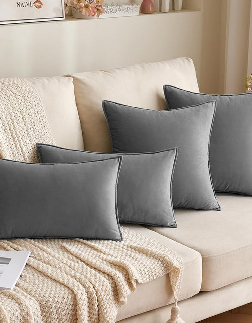 Load image into Gallery viewer, Pack of 2 Decorative Velvet Throw Pillow Cover Soft Pillowcase Solid Square Cushion Case for Sofa Bedroom Car 20X20 Inch 50X50 Cm Grey