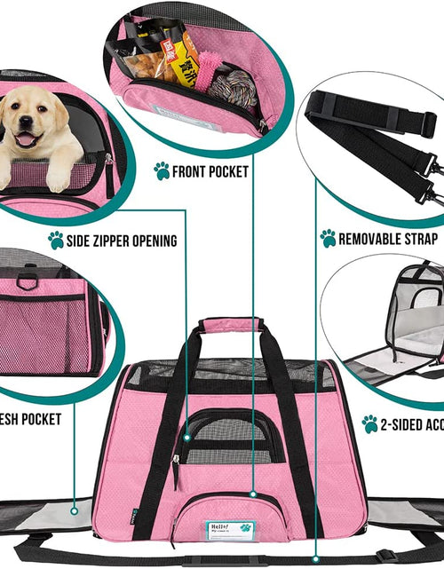 Load image into Gallery viewer, Airline Approved Pet Carrier for Cat, Soft Sided Dog Carrier for Small Dogs, Cat Travel Supplies Accessories for Indoor Cats, Ventilated Pet Carrying Bag Medium Large Kitten Puppy, Large Pink