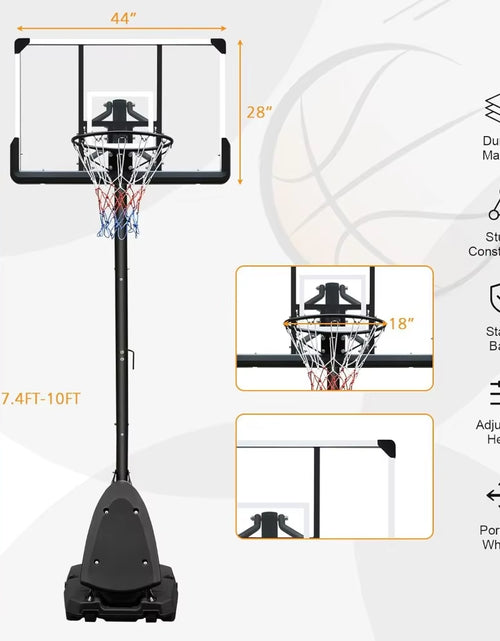 Load image into Gallery viewer, Portable Basketball Hoop Stand Free Basketball System with 28/44Inch Backboard Height Adjustable 7Ft/10Ft for Teenager Adult