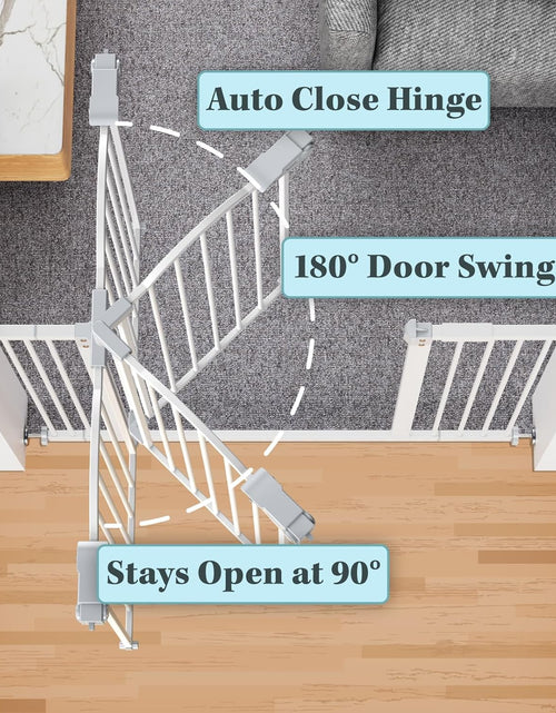 Load image into Gallery viewer, 29-39.6" Baby Gate for Pets, Auto Close Both Sides Dog Gate with One-Hand Opening, 30" Tall Safety Gates for Stairs, Hallways, Bedrooms, Wall Pressure Mount No Drill, White