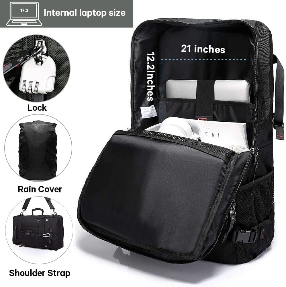 Travel Backpack, Carry on Backpack Durable Convertible Duffle Bag Fit for 17.3 Inch Laptop for Men and Women(Large 40L)