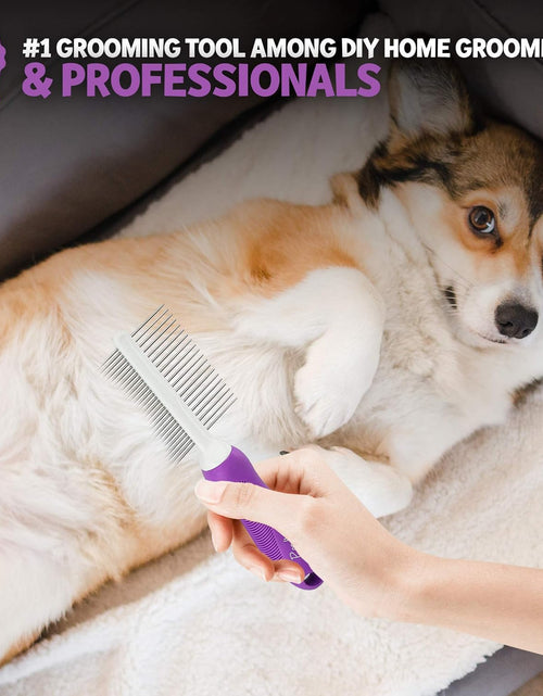 Load image into Gallery viewer, Double-Sided Pet Comb for Grooming & Massaging Dogs, Cats & Other Animals – Fur Detangling Pins & Coat Smoothing Slicker Bristles, Double the Brushing Groom Power in One Tool (Double Sided Comb)