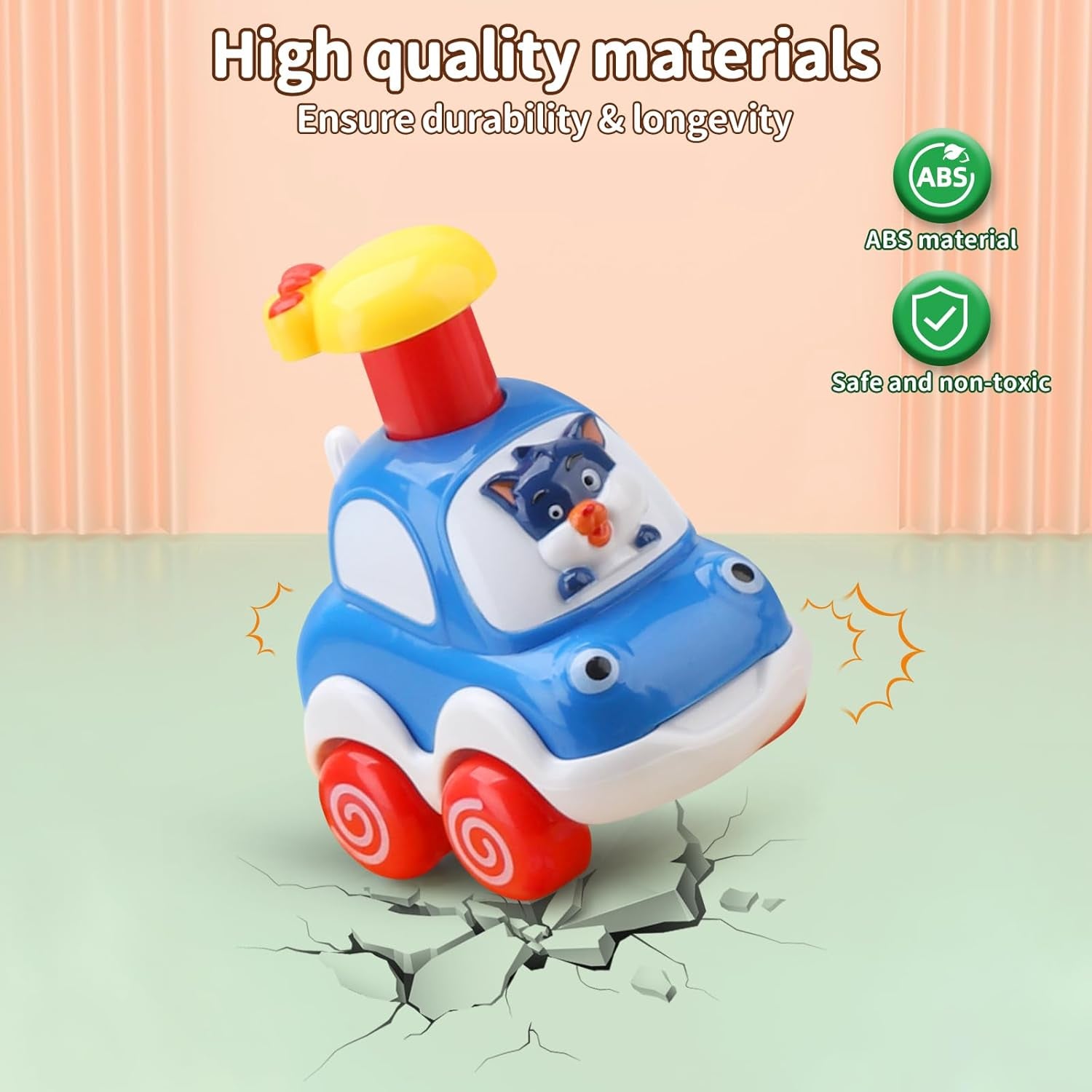 Amy&Benton Baby Toy Cars for 1 2 Year Old Toddler Cartoon Wind up Cars for Boys Birthday Gift Toys
