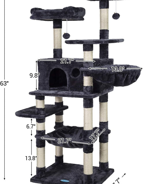 Load image into Gallery viewer, Multi-Level Cat Tree Condo for Large Cats, Cat Tower with Scratching Board, Padded Plush Perch and Cozy Basket Smoky Gray MPJ0025G