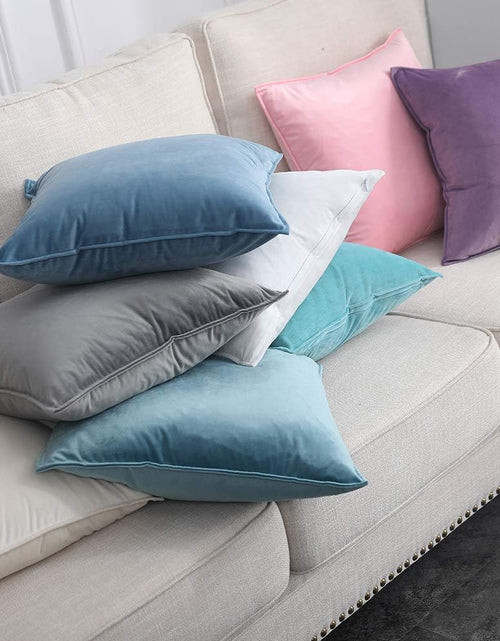 Load image into Gallery viewer, Pack of 2 Decorative Velvet Throw Pillow Cover Soft Pillowcase Solid Square Cushion Case for Sofa Bedroom Car 20X20 Inch 50X50 Cm Grey
