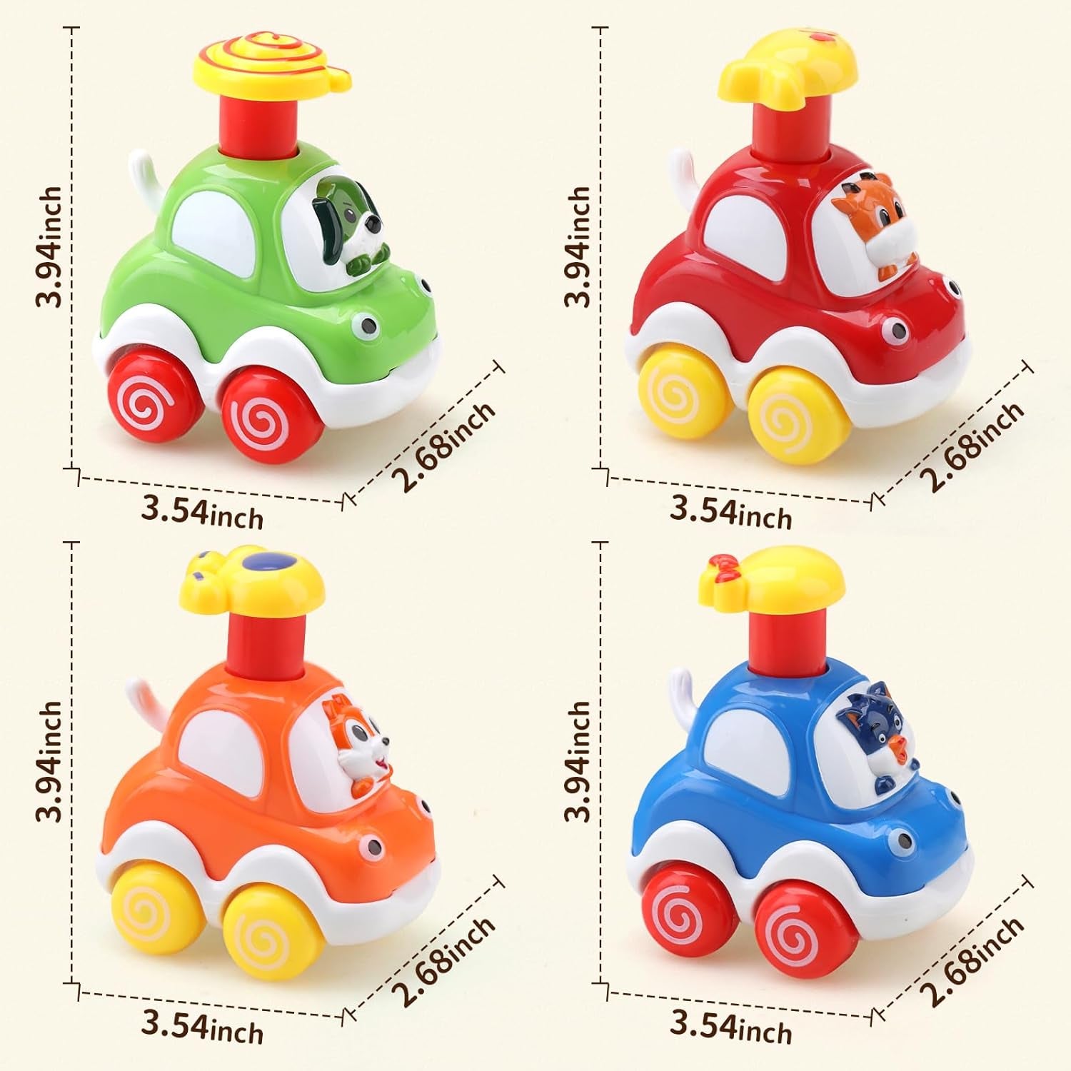 Amy&Benton Baby Toy Cars for 1 2 Year Old Toddler Cartoon Wind up Cars for Boys Birthday Gift Toys
