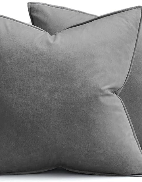 Load image into Gallery viewer, Pack of 2 Decorative Velvet Throw Pillow Cover Soft Pillowcase Solid Square Cushion Case for Sofa Bedroom Car 20X20 Inch 50X50 Cm Grey

