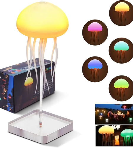 Cute Jellyfish LED Night Light Rechargeable Voice Control Dancing Legs RGB Bedside Lamp Table Lamp Bluetooth Speaker Humidifier