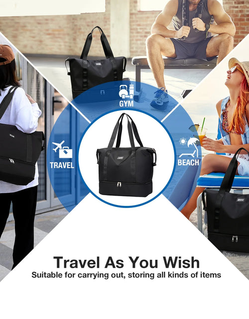 Load image into Gallery viewer, Travel Duffel Bag, Gym Tote Weekender Overnight Bag, Wet Dry Separation Shoulder Carry on Duffel Bags for Women
