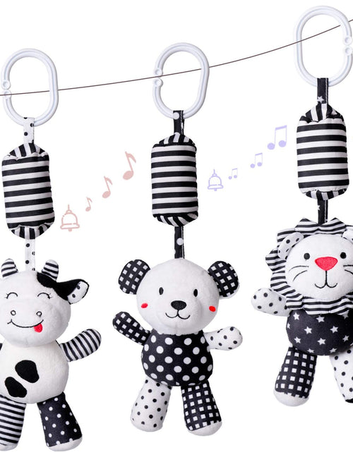 Load image into Gallery viewer, Baby Toy Cartoon Animal Stuffed Hanging Rattle Toys, Baby Bed Crib Car Seat Travel Stroller Soft Plush Toys with Wind Chimes, Best Birthday Gift for Newborn 0-18 Month
