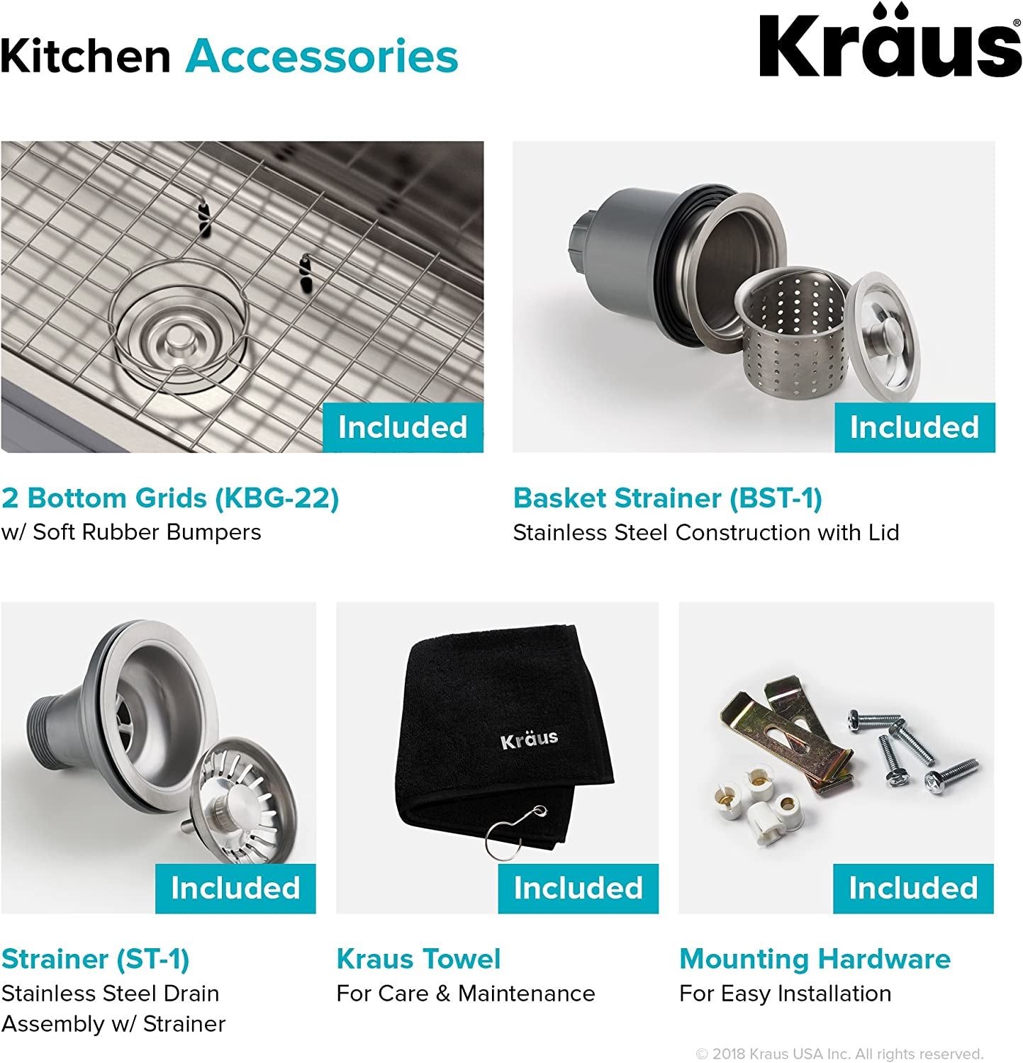 KBU22 32 Inch Undermount 50/50 Double Bowl 16 Gauge Stainless Steel Kitchen Sink