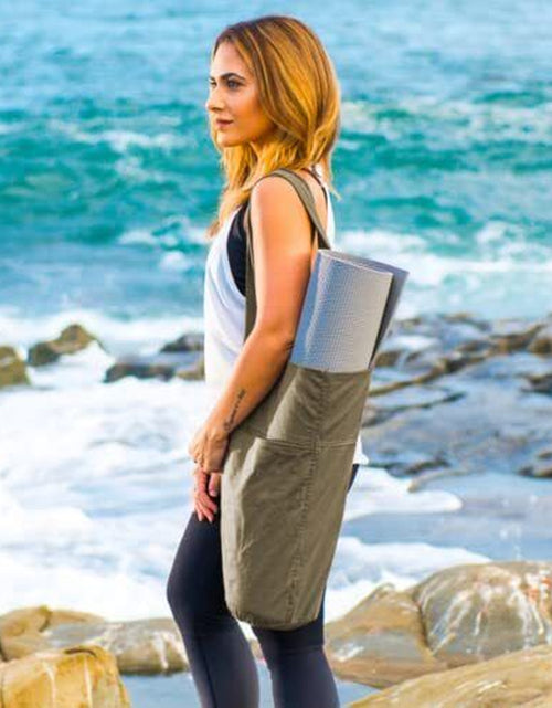 Load image into Gallery viewer, Yoga Mat Bag | the ORIGINAL Tote Yoga Bag | Sling Yoga Tote Olivine Green
