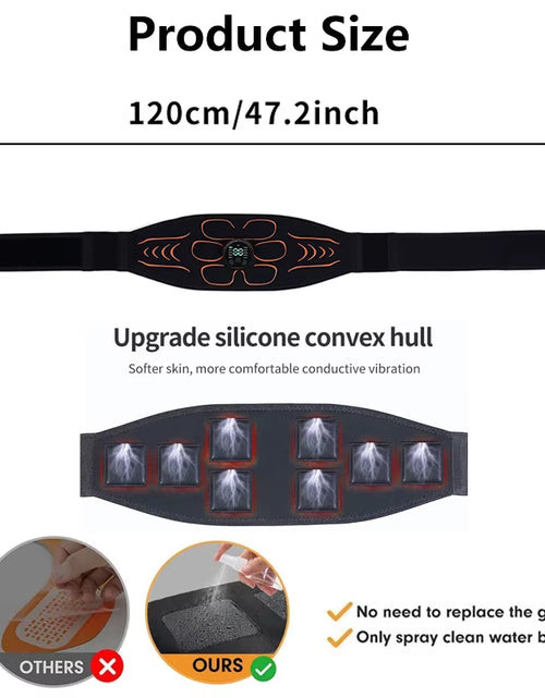 Load image into Gallery viewer, ABS Stimulator EMS Abdominal Muscle Trainer Body Waist Slimming Belt Weight Lose Muscle Toner Fitness Equiment USB Recharge
