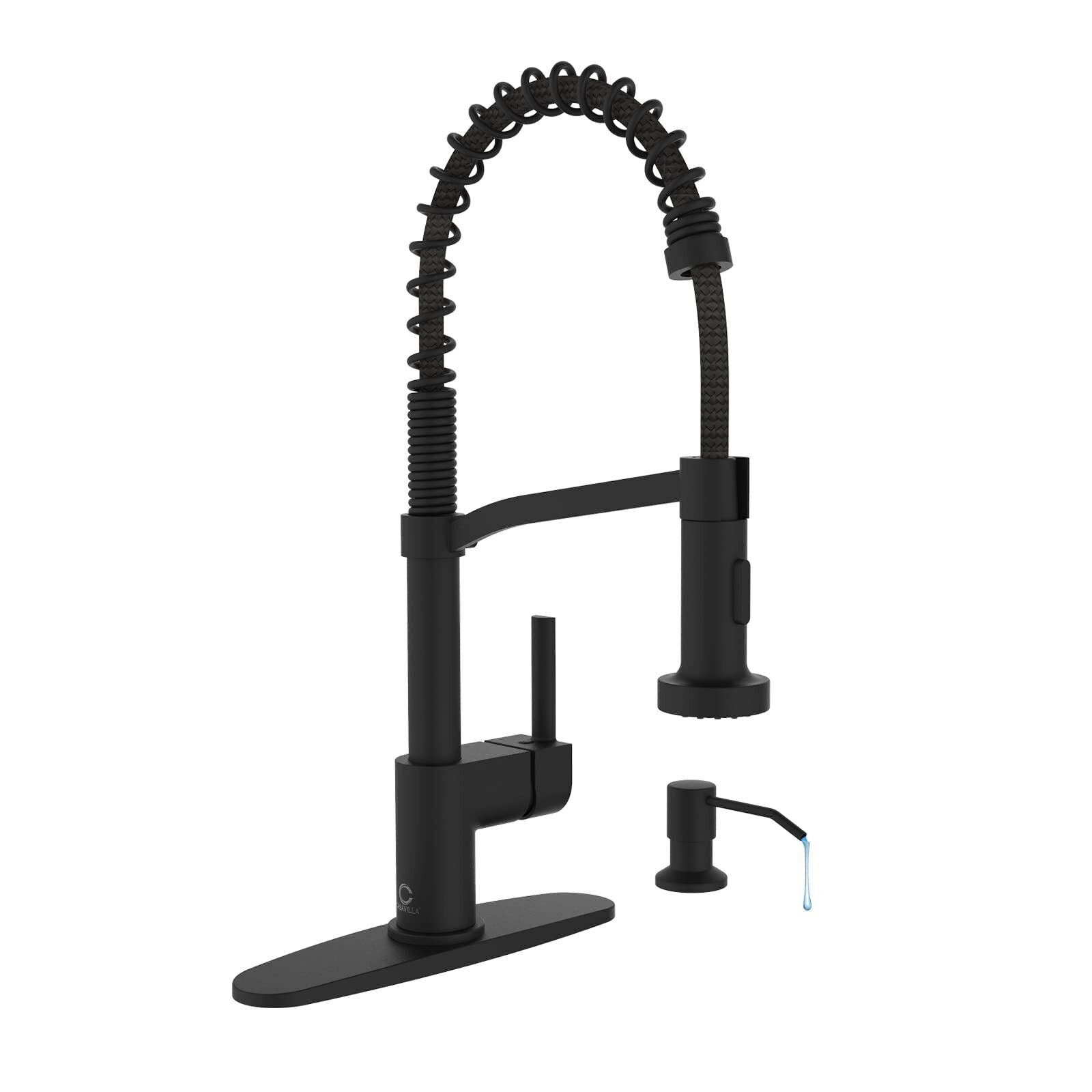 Black Kitchen Faucet Soap Dispenser, Faucet for Kitchen Sink, Kitchen Sink Fa...