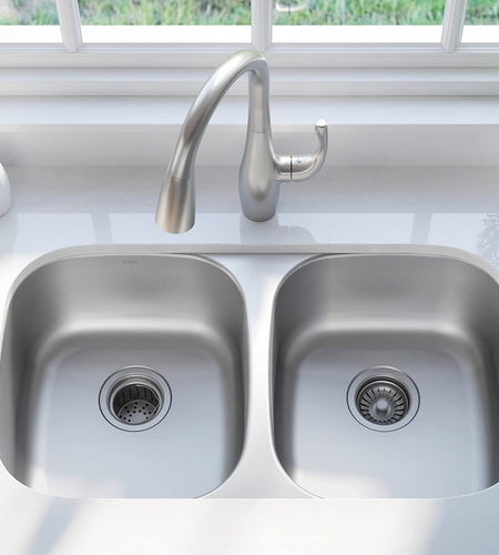 KBU22 32 Inch Undermount 50/50 Double Bowl 16 Gauge Stainless Steel Kitchen Sink