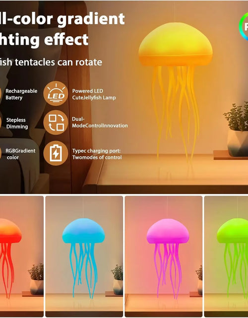 Load image into Gallery viewer, Cute Jellyfish LED Night Light Rechargeable Voice Control Dancing Legs RGB Bedside Lamp Table Lamp Bluetooth Speaker Humidifier
