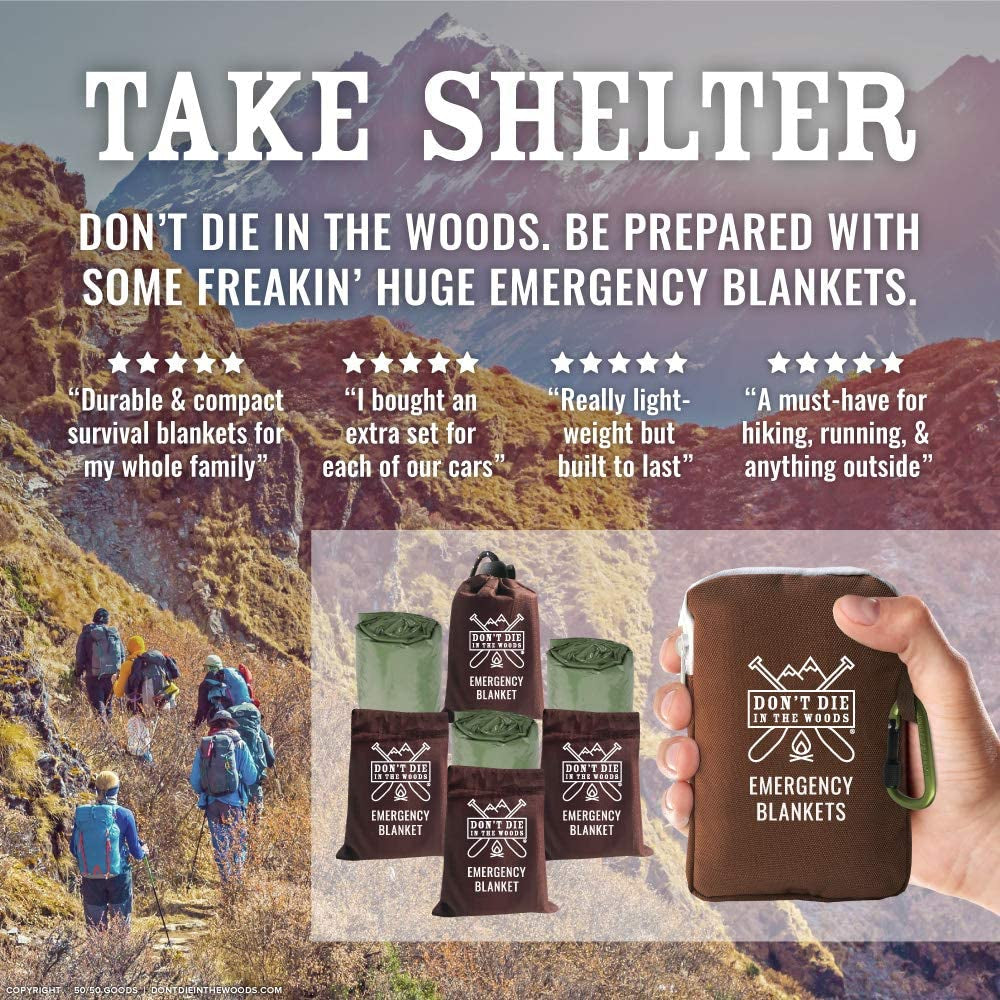- Freakin’ Huge Emergency Blankets [4-Pack] Extra-Large Thermal Mylar Space Blankets with Ripstop Nylon Stuff Sacks + Carabiner Zipper Pack