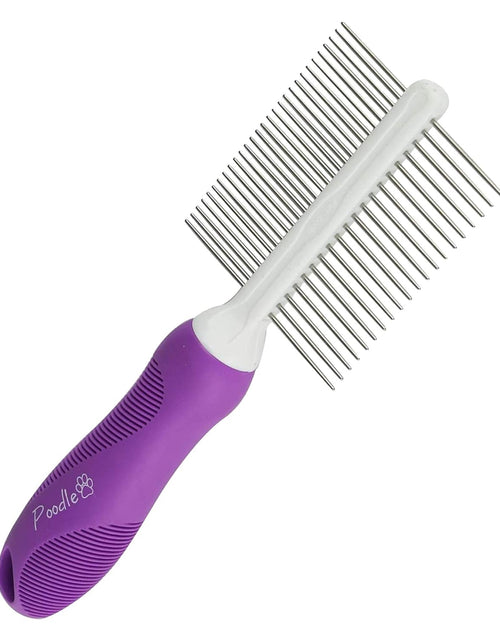 Load image into Gallery viewer, Double-Sided Pet Comb for Grooming &amp; Massaging Dogs, Cats &amp; Other Animals – Fur Detangling Pins &amp; Coat Smoothing Slicker Bristles, Double the Brushing Groom Power in One Tool (Double Sided Comb)
