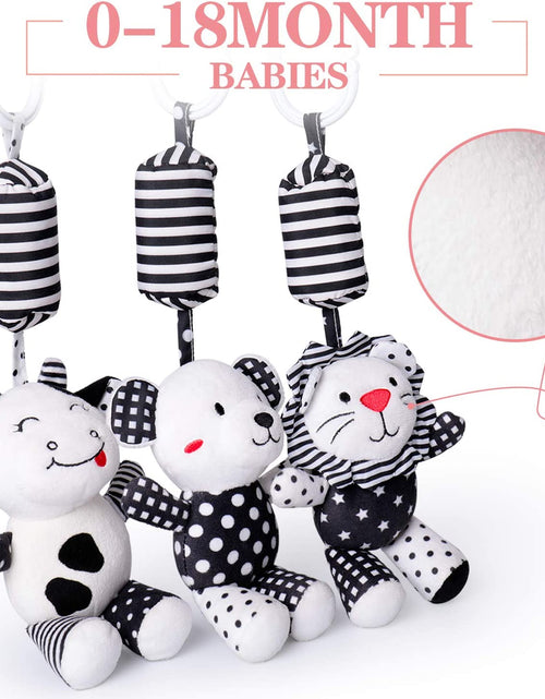 Load image into Gallery viewer, Baby Toy Cartoon Animal Stuffed Hanging Rattle Toys, Baby Bed Crib Car Seat Travel Stroller Soft Plush Toys with Wind Chimes, Best Birthday Gift for Newborn 0-18 Month
