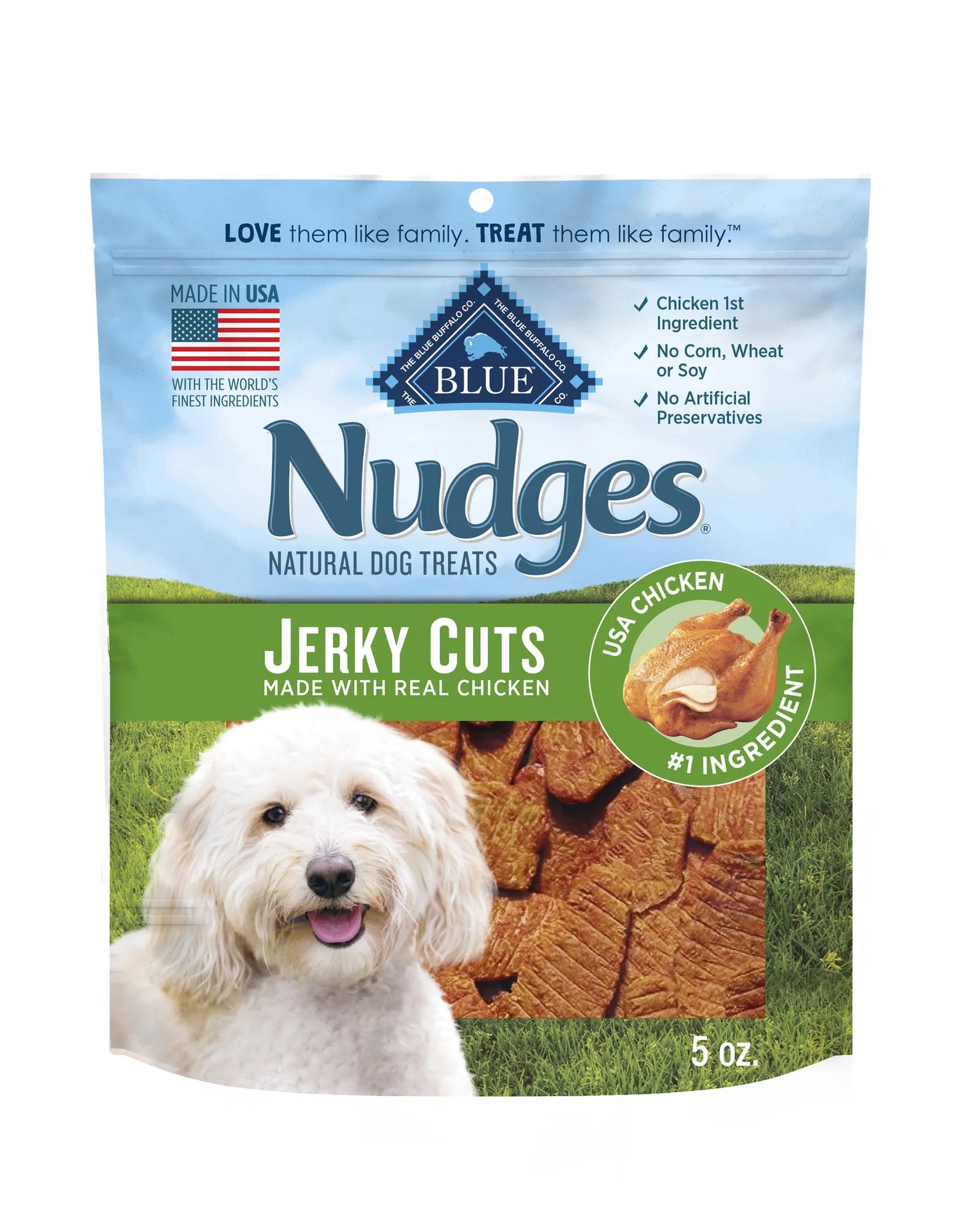 Nudges Jerky Cuts Dog Treats Made with Real Chicken, 5-Oz. Bag