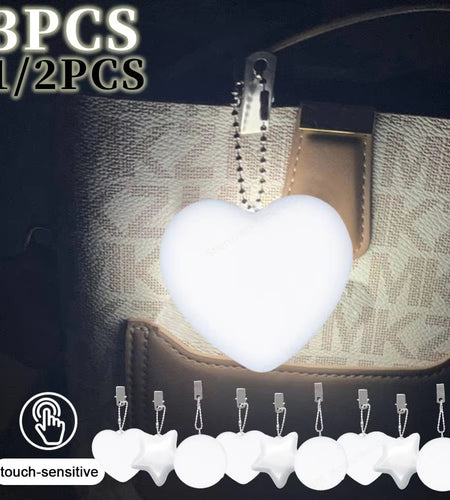 1/2/3PCS Purse Heart LED Light Handbag Lamp Automatic Motion Activated Purse Heart Shaped Light for Women Bah Purse Charm
