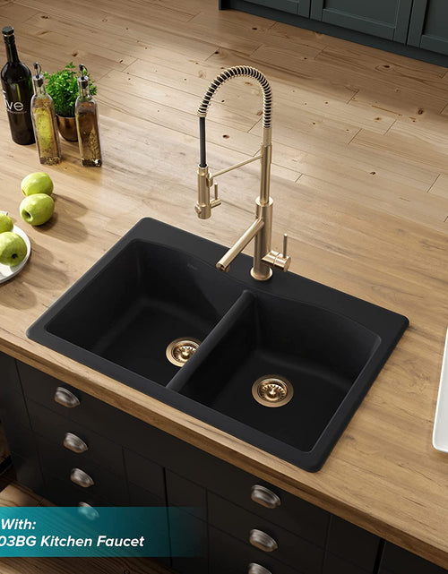 Load image into Gallery viewer, Forteza 33&quot; Drop-In/Undermount Granite 50/50 Double Bowl Kitchen Sink - Black (KGD-52BLACK)
