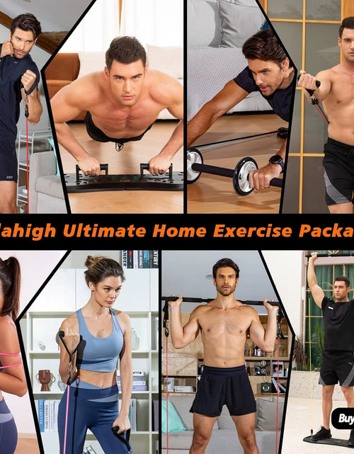 Load image into Gallery viewer, Portable Home Gym System: Large Compact Push up Board, Pilates Bar &amp; 20 Fitness Accessories with Resistance Bands Ab Roller Whee

