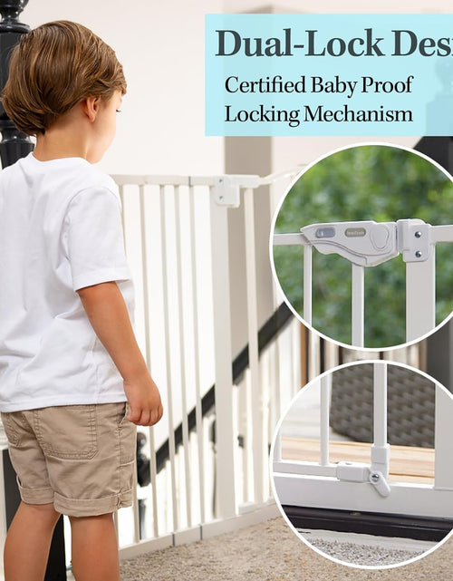 Load image into Gallery viewer, 29-39.6&quot; Baby Gate for Pets, Auto Close Both Sides Dog Gate with One-Hand Opening, 30&quot; Tall Safety Gates for Stairs, Hallways, Bedrooms, Wall Pressure Mount No Drill, White
