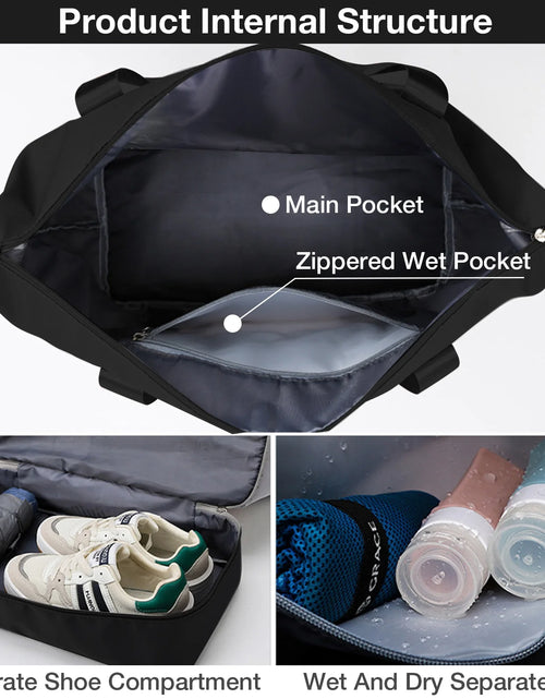 Load image into Gallery viewer, Travel Duffel Bag, Gym Tote Weekender Overnight Bag, Wet Dry Separation Shoulder Carry on Duffel Bags for Women
