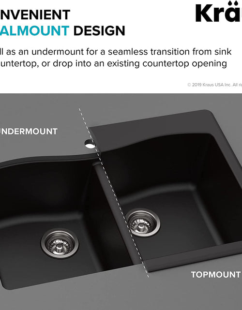 Load image into Gallery viewer, Forteza 33&quot; Drop-In/Undermount Granite 50/50 Double Bowl Kitchen Sink - Black (KGD-52BLACK)

