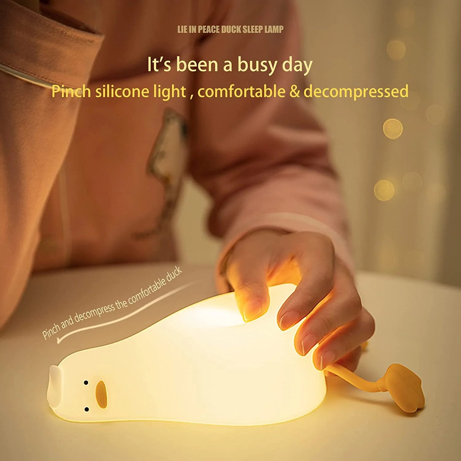 Lying Flat Duck Night Light, LED Squishy Duck Lamp, Cute Light up Duck, Silicone Dimmable Nursery Nightlight, Rechargeable Bedside Touch Lamp for Breastfeeding, Finn the Duck.