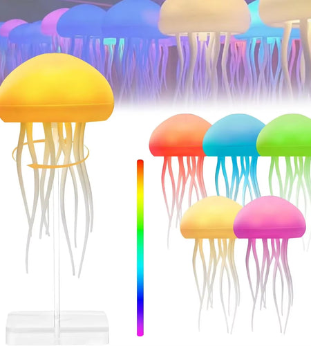 Cute Jellyfish LED Night Light Rechargeable Voice Control Dancing Legs RGB Bedside Lamp Table Lamp Bluetooth Speaker Humidifier