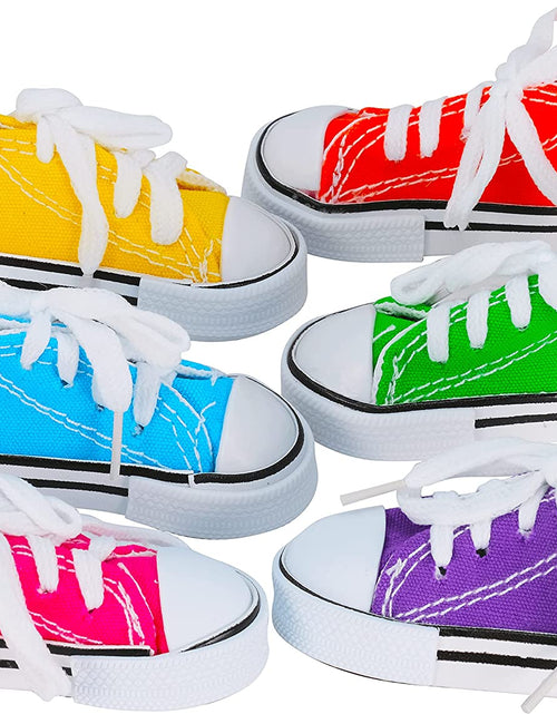 Load image into Gallery viewer, 6 Mini Sneakers Colorful Cotton Shredding Foraging Treat Chew Parrot Parakeets Cockatiels Conures and Similar Birds
